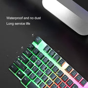 Vibrant backlit keyboard and mouse combo with USB connection, ready for plug & play.
