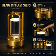 Crystal Table Lamp – 3-Color Rechargeable LED Light | Indo Glow