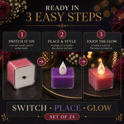 LED Tealight Candles – Set of 24 Multi-Color Flameless Lights