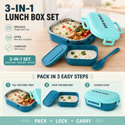 Stainless Steel Lunch Box – 3-in-1 Leakproof Set | Lunchie Bunchie