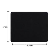 A black mouse pad with dimensions 17 cm by 20.5 cm indicated by arrows on a white background.
