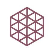 A single maroon hexagonal silicone coaster with a geometric triangular pattern is shown on a white background.