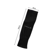 A single black compression sleeve with AQUA-X logo, showing dimensions of 34cm length and 8cm width.