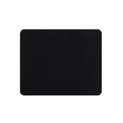 A plain rectangular black mouse pad with rounded corners on a white background.