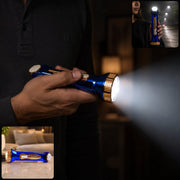 USB rechargeable LED flashlight in use