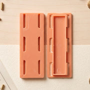Sliding insert plate retainer clip front and back view