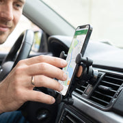 Vent mount holder keeping a phone in view while driving