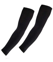 Close-up of the black arm sleeve fabric texture, showing breathability and elasticity.