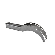 A silver stainless steel watermelon slicer is shown from an angled perspective on a white background