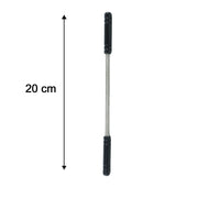 A straight silver spring facial hair remover with black handles is shown with a 20 cm measurement indicator.