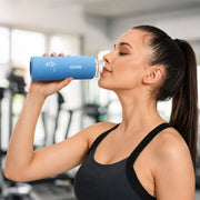 Reusable glass drinking bottle