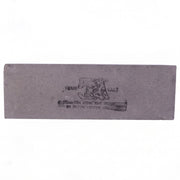 Top-down view of a gray rectangular sharpening stone with black text and a tiger logo on a white background.