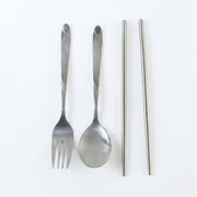 Eco friendly reusable cutlery with fork, spoon and chopsticks