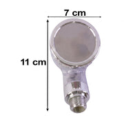 The shower spray head shown with measurements, indicating a length of 11 cm and a width of 7 cm.