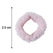 A single pink fluffy elastic hair band is shown with a 2.5 cm measurement indicator.