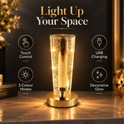 Crystal Table Lamp – Sparkle Design with Golden Base LED