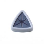A white and grey triangular towel holder with a star-shaped opening is centered on a plain white background.